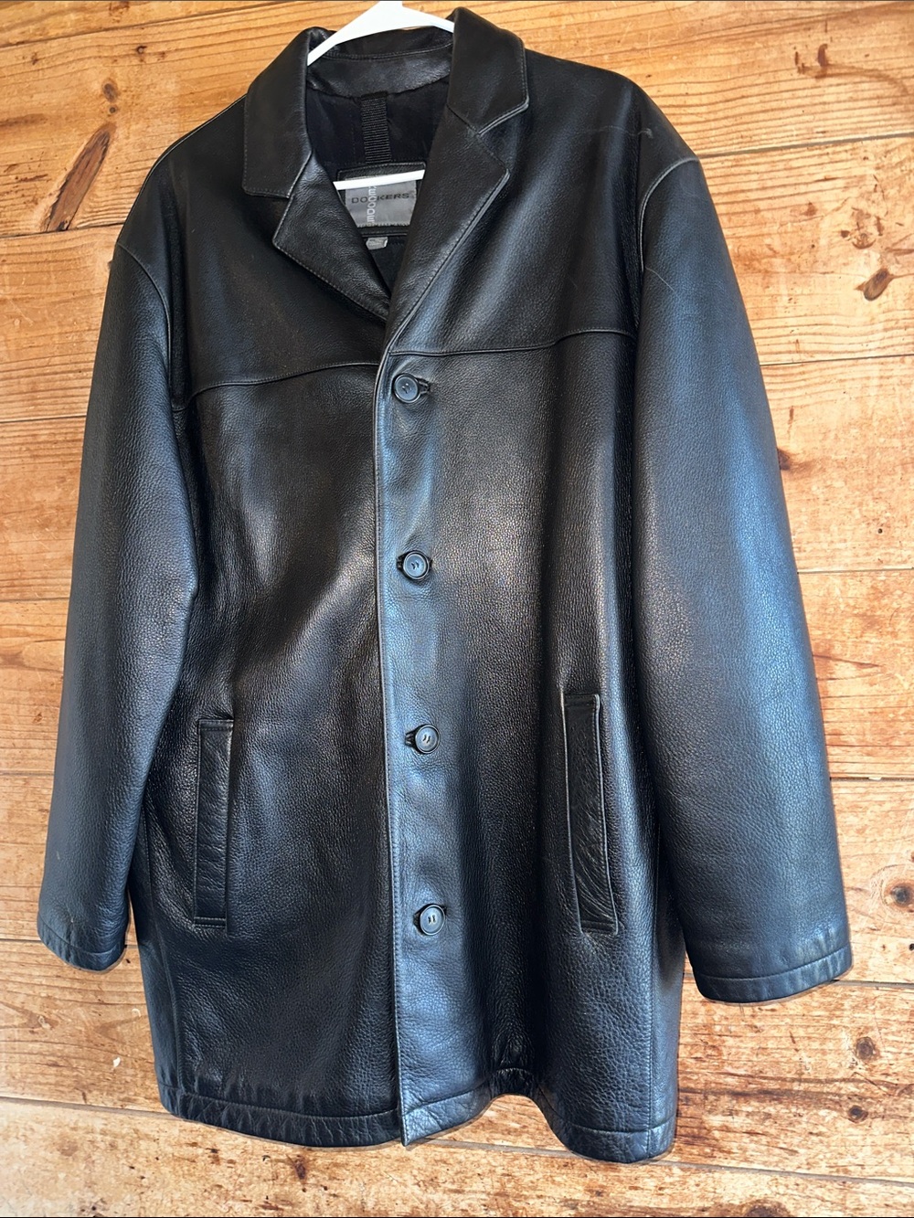 Dockers Black Pebbled Leather Coat